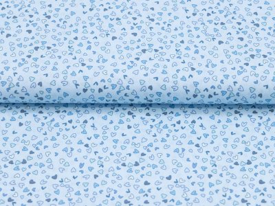 Webware Baumwolle Patchwork Best Bits - zerstreute Herzen - blau