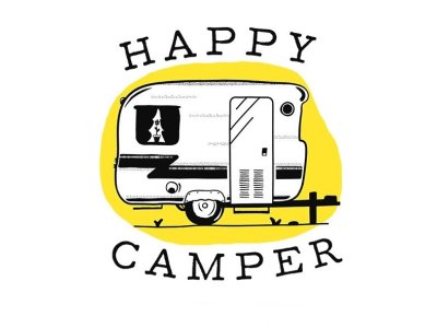 Transfer-Applikation zum Aufbügeln ca. 23,1 cm x 24,0 cm - Happy Camper