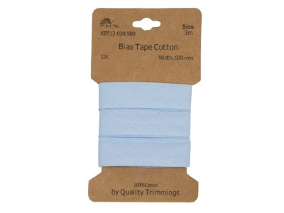 Schrägband/Einfassband Baumwolle gefalzt 20 mm - 3 m Coupon - uni babyblau