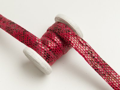 Einfassband/Falzband mit Foliendruck - Schlangenhaut - rot