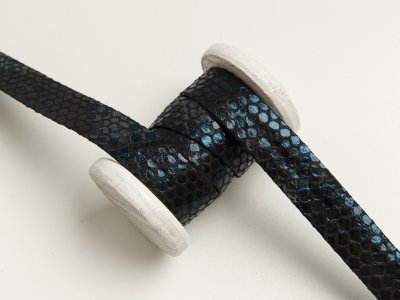 Einfassband/Falzband mit Foliendruck - Schlangenhaut - schwarz