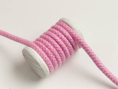Baumwoll Kordel / Hoodie-Band mit Glitzer Ø 10 mm - rosa