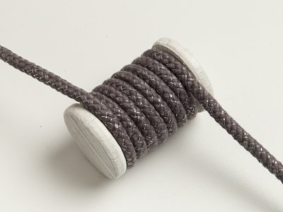 Baumwoll Kordel / Hoodie-Band mit Glitzer Ø 10 mm - dunkles grau