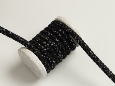 Baumwoll Kordel / Hoodie-Band mit Glitzer Ø 10 mm - schwarz