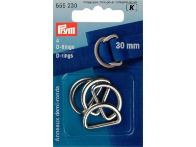 Prym 4 Halbrundringe / D-Ringe 30 mm - silberfarben