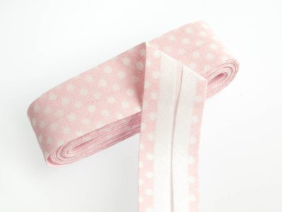 Baumwoll Schrägband gefalzt 20 mm x 2 m mini Dots - rosa