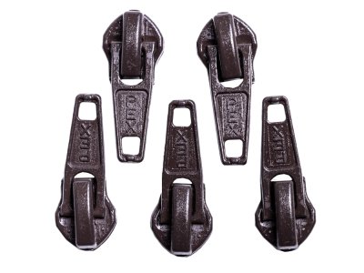Slider/Zipper/Automatikschieber für Reißverschlüsse Größe 5 - Set 5 Stück - dunkelbraun