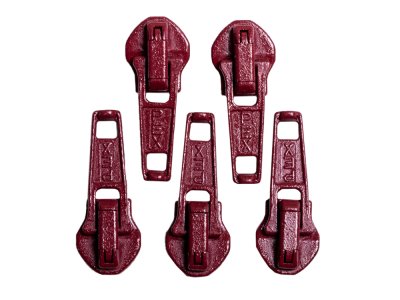 Slider/Zipper/Automatikschieber für Reißverschlüsse Größe 5 - Set 5 Stück - beere