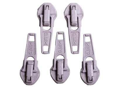 Slider/Zipper/Automatikschieber für Reißverschlüsse Größe 5 - Set 5 Stück - mausgrau