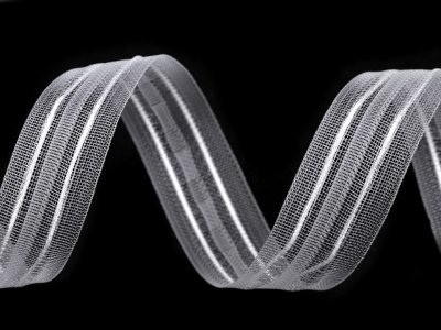 Gardinenband gefaltet Breite 25 mm - transparent