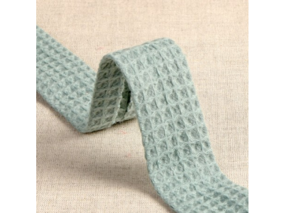 Waffelpiqué Baumwolle Schrägband/Einfassband gefalzt 27 mm - uni mint