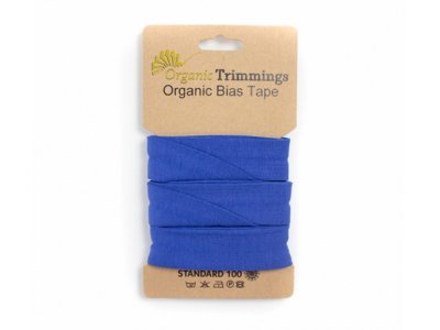 Jersey Organic Cotton Schrägband/Einfassband gefalzt 20 mm Breit x 3 Meter Coupon - uni royalblau