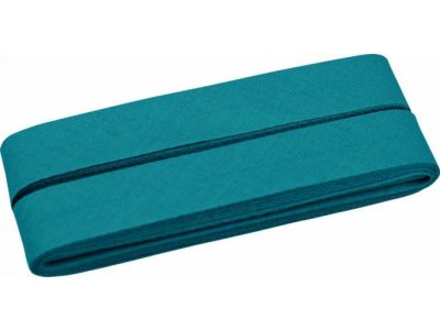 Hochwertiges Schrägband Baumwolle gefalzt 20 mm - 5 Meter Coupon - uni petrol