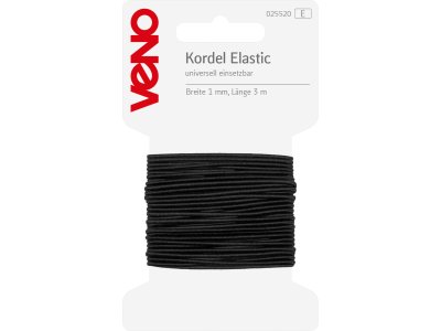 Elastic Kordel 1mm x 3 m SB Coupon - schwarz