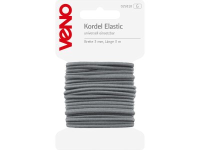 Elastic Kordel SB 3mm x 3m Coupon - grau