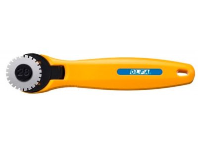 Rollschneider OLFA Quick Change gezahnt/Perforationsmesser 28 mm - gelb