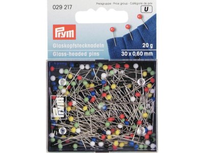 Glaskopfstecknadeln Prym 0,60 x 30mm - bunt - 20g