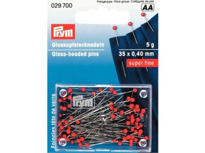 Glaskopfstecknadeln Prym SF 0,40 x 35mm - rot - 20g