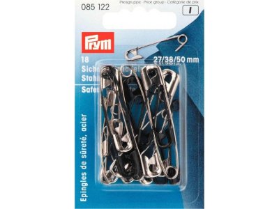 Sicherheitsnadeln Prym 27/38/50mm - silberfarben - schwarz - 18 Stück