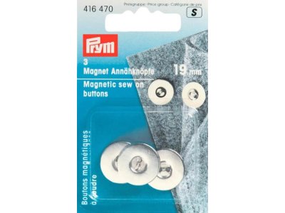 Prym 3 Magnet-Annähknöpfe 19 mm - silberfarben