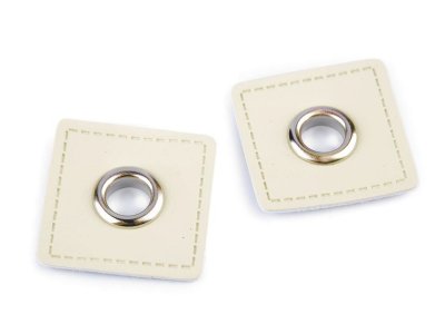 Aufnäh-Ösen auf Kunstleder 8mm 4 Stück - uni creme