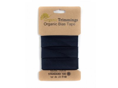 Popeline Organic Cotton Schrägband/Einfassband gefalzt 20 mm Breit x 5 Meter Coupon - uni navy