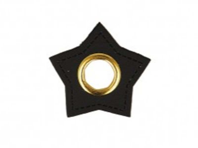 Aufnäh-Ösen auf Kunstleder 10 mm 4 Stück - Stern - uni schwarz
