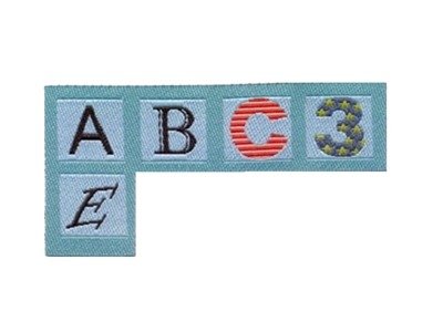 ABC3E Webetikett z. Aufnähen blau