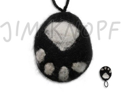 Jim-Knopf Filz-Applikation "Pfötchen" 4cm schwarz-weiß