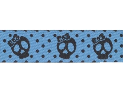 Webband "LOVELY SKULLS" SKULLS & DOTS v. Püppilotta blau