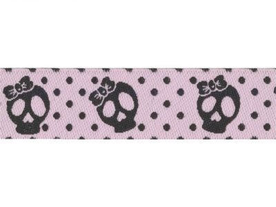 Webband "LOVELY SKULLS" SKULLS & DOTS v. Püppilotta rosa