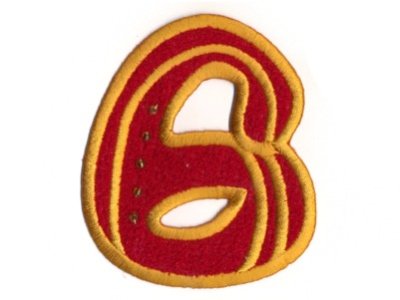 Applikation "6" rot zum Aufbügeln