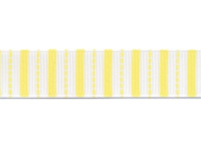 Riley Blake Ripsband Stripes weiß-gelb 16mm