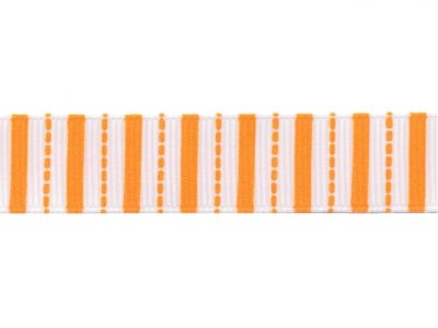 Riley Blake Ripsband Stripes weiß-orange 16mm