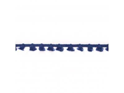 Quastenborte Baumwolle ca. 14 mm mit Fransen - uni marineblau