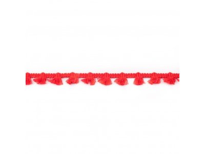 Quastenborte Baumwolle ca. 14 mm mit Fransen - uni rot