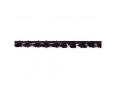 Quastenborte Baumwolle ca. 14 mm mit Fransen - uni schwarz