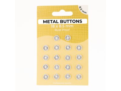 Metalldruckknöpfe Set mit 18 Stück 8.5 mm - uni weiß