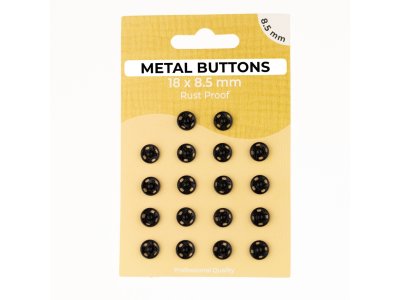 Metalldruckknöpfe Set mit 18 Stück 8.5 mm - uni schwarz