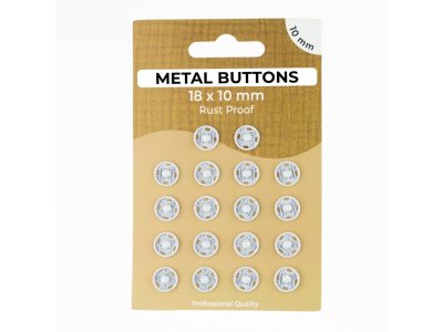 Metalldruckknöpfe Set mit 18 Stück 10 mm - uni weiß
