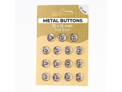 Metalldruckknöpfe Set mit 15 Stück 12 mm - uni siberfarben