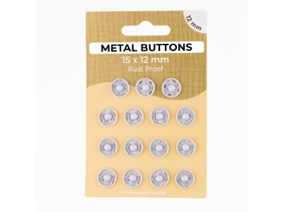 Metalldruckknöpfe Set mit 15 Stück 12 mm - uni weiß