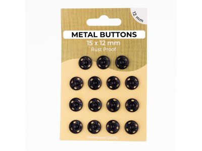Metalldruckknöpfe Set mit 15 Stück 12 mm - uni schwarz