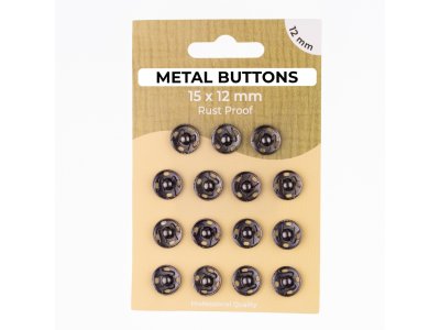Metalldruckknöpfe Set mit 15 Stück 12 mm - uni anthrazit