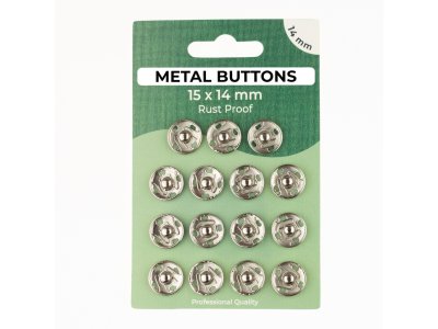 Metalldruckknöpfe Set mit 15 Stück 14 mm - uni silberfarben