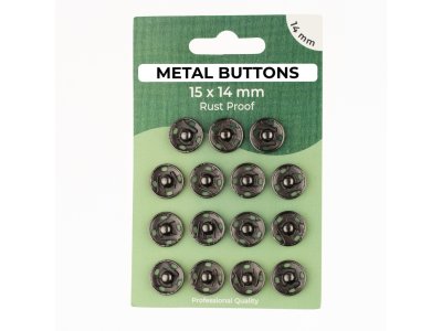 Metalldruckknöpfe Set mit 15 Stück 14 mm - uni anthrazit