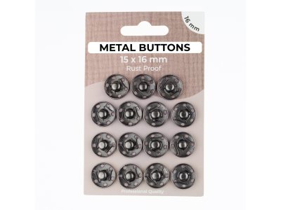 Metalldruckknöpfe Set mit 15 Stück 16 mm - uni anthrazit