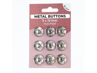 Metalldruckknöpfe Set mit 9 Stück 19 mm - uni silberfarben