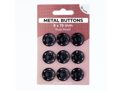 Metalldruckknöpfe Set mit 9 Stück 19 mm - uni schwarz