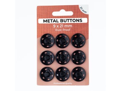 Metalldruckknöpfe Set mit 9 Stück 21 mm - uni schwarz